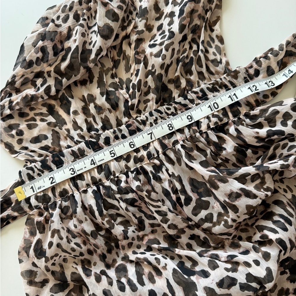 Gianni Bini Leopard Deep V Plunge Women’s Maxi Dress Sheer Swim Cover Up XS - Picture 9 of 10